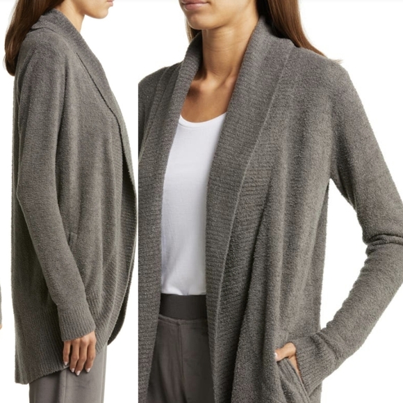 Barefoot Dreams Circle Cardigan CozyChic Lite Shawl Collar Soft Camel L/XL NWT - Picture 10 of 13